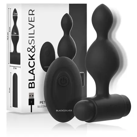 BLACK&SILVER Tucker mali silikonski analni čep sa daljinskim upravljačem, 8 cm