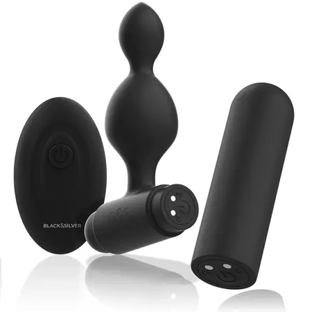 BLACK&SILVER Tucker mali silikonski analni čep sa daljinskim upravljačem, 8 cm