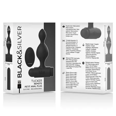 BLACK&SILVER Tucker mali silikonski analni čep sa daljinskim upravljačem, 8 cm