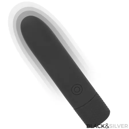 BLACK & SILVER GERI Compact USB Vibrating Device, 8 Modes, Black, 10cm