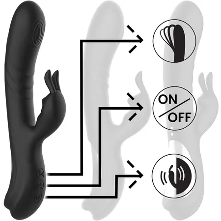 BLACK&SILVER Jamie Rechargeable Silicone Dual-Action Stimulator Black