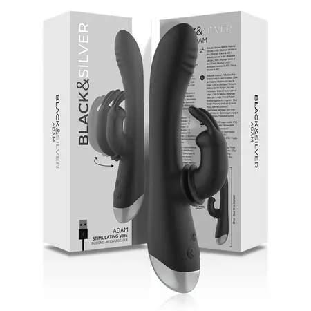 BLACK&SILVER Adam punjivi silikonski masažer sa dva motora crni