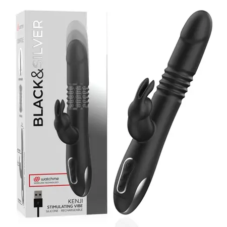 Black&Silver Kenji intimni uređaj sa bežičnim povezivanjem od silikona, 24.5 cm