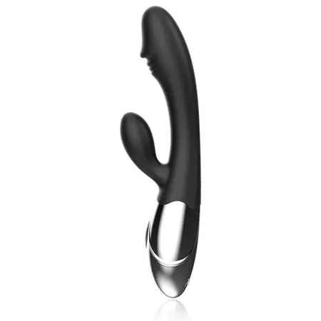 Black&Silver Kaleb silikonski intimni masažer sa dva motora 20cm crni