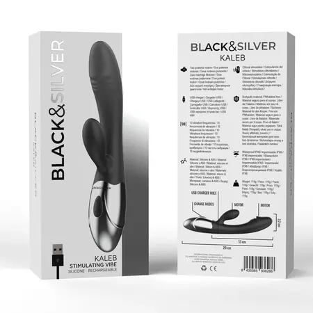 Black&Silver Kaleb silikonski intimni masažer sa dva motora 20cm crni