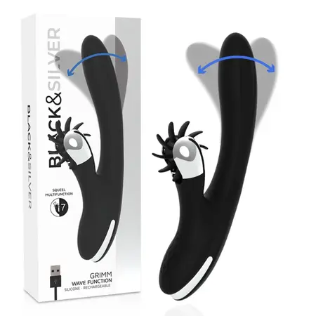 Black & Silver GRIMM WAVE FUNCTION intimni stimulator sa talasnom funkcijom USB 24cm