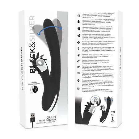Black & Silver GRIMM WAVE FUNCTION intimni stimulator sa talasnom funkcijom USB 24cm