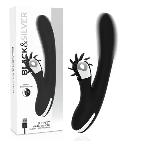 Black & Silver Johnny vibrator, punjivi silikonski model sa USB priključkom