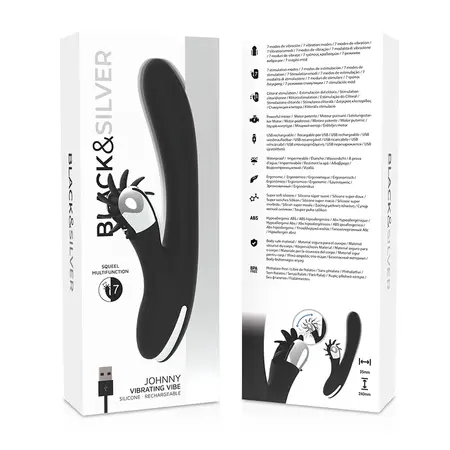 Black & Silver Johnny vibrator, punjivi silikonski model sa USB priključkom