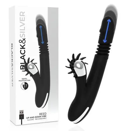 Black&Silver Reed Up & Down Vibe silikonski intimni stimulator 24cm USB