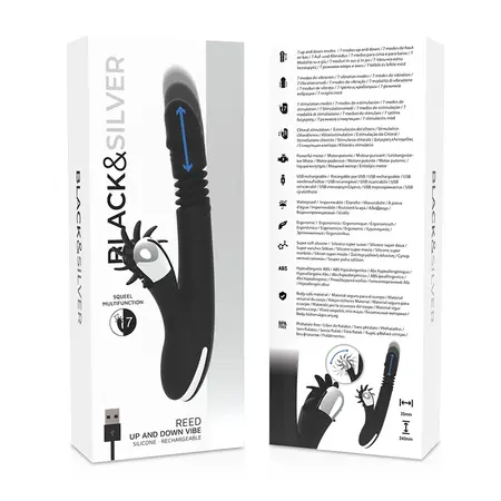 Black&Silver Reed Up & Down Vibe silikonski intimni stimulator 24cm USB