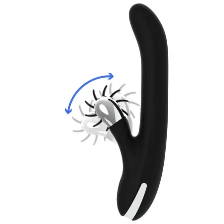 Black&Silver Bunny Storm rotirajući vibrator sa USB punjenjem od silikona 24cm