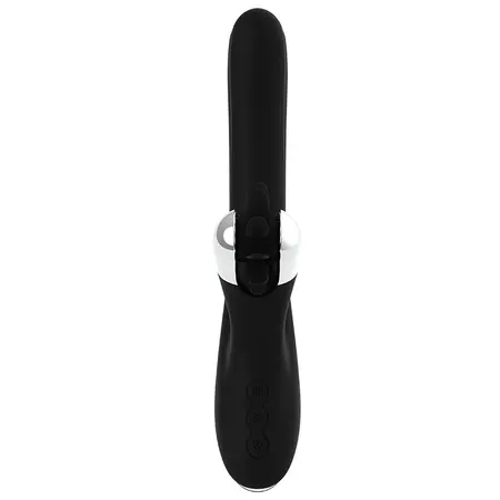 Black&Silver Bunny Storm rotirajući vibrator sa USB punjenjem od silikona 24cm