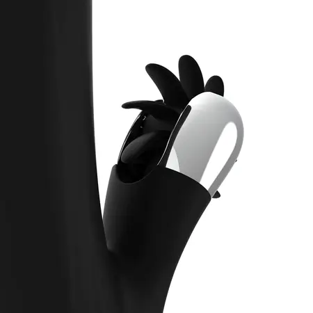 Black&Silver Bunny Storm rotirajući vibrator sa USB punjenjem od silikona 24cm