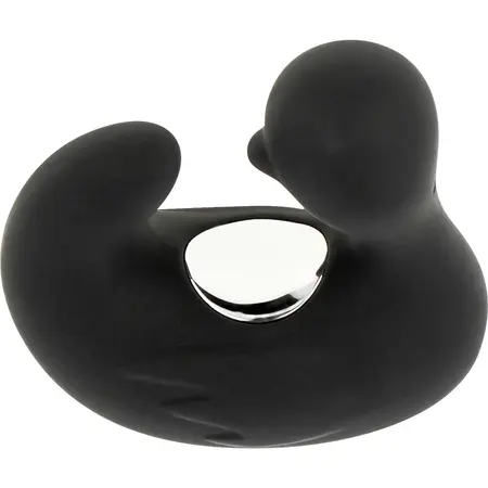 Black&Silver DuckyMania punjivi silikonski masažer za prst, crni