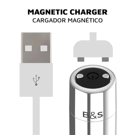 BLACK&SILVER Kailan 2 Silver Magnetic Rechargeable Mini Vibrator