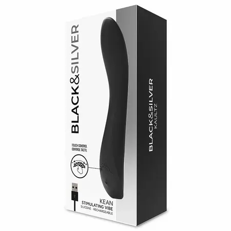 Black & Silver Kean Touch Control intimni masažer, silikon, USB, 204mm