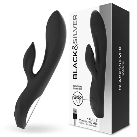 Black & Silver Kaultz Touch Control Duo Vibrator - USB Rechargeable, 10 Modes
