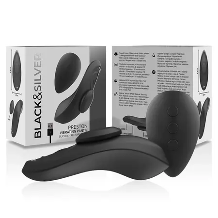 BLACK&SILVER Preston punjivi silikonski vibrator za gaćice u crnoj boji