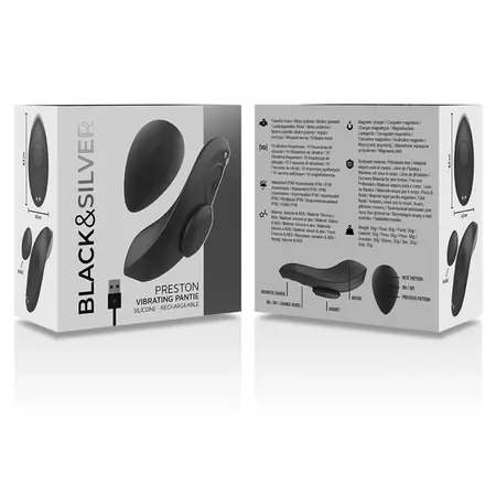 BLACK&SILVER Preston punjivi silikonski vibrator za gaćice u crnoj boji