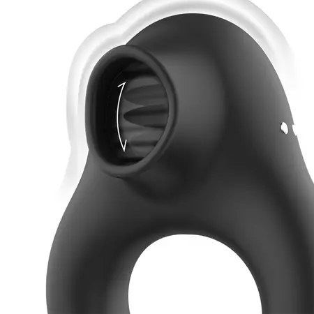Black&Silver Licking punjivi silikonski intimni prsten sa 3 motora crni
