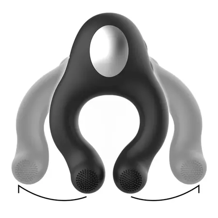Black&Silver Licking punjivi silikonski intimni prsten sa 3 motora crni