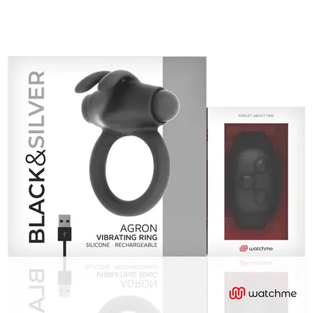 BLACK&SILVER Agron intimni prsten sa WATCHME daljinskim upravljačem i 10 modova, crni