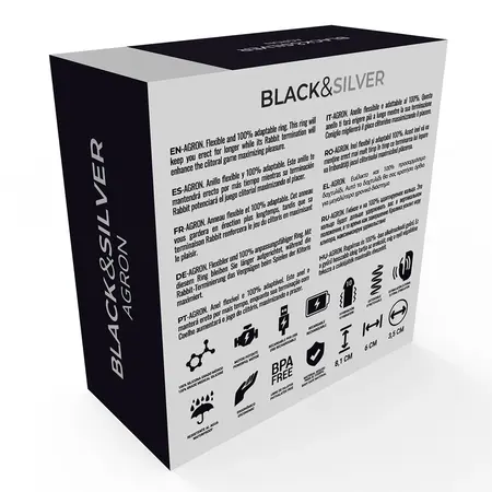 BLACK&SILVER Agron intimni prsten sa WATCHME daljinskim upravljačem i 10 modova, crni