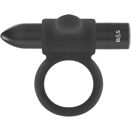BLACK&SILVER Cameron Black Rechargeable Silicone Ring, 10 Modes, Waterproof