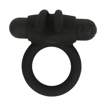 Black & Silver Agron 2.0 Vibrating Support Ring, USB Rechargeable, Silicone