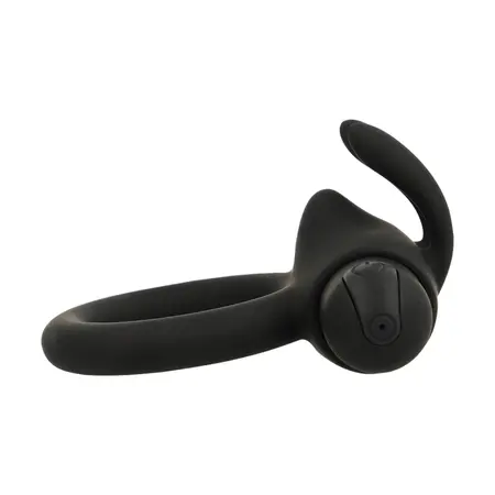 Black & Silver Agron 2.0 Vibrating Support Ring, USB Rechargeable, Silicone