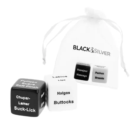 BLACK&SILVER Kockice za parove, Interaktivni set za igru, 2 cm, Satenska vrećica