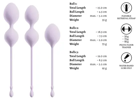 beau coeur Elorin set za vežbanje, trodelni set silikonskih Kegelovih kuglica