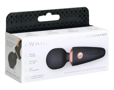 le Wand Mini Microwand Black, kompaktni punjivi masažer od 10 cm