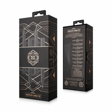 Rosy Gold Seduction Candle Set Black - Elegant Drip Candles, 4 pcs