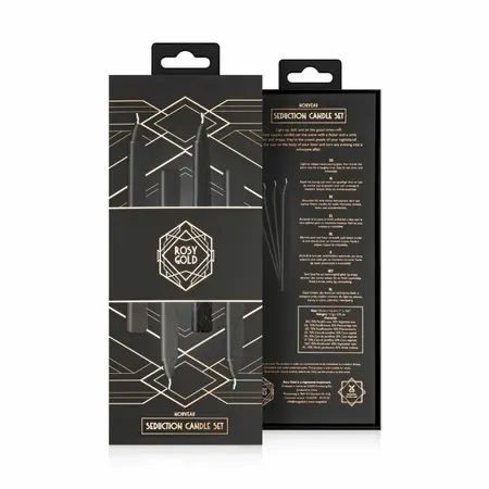 Rosy Gold Seduction Candle Set Black - Elegant Drip Candles, 4 pcs