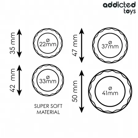 Addicted Toys Silicone Textured Ring Set - 4 Flexible Sizes, Black