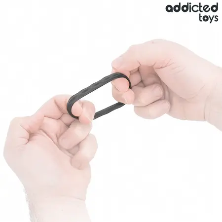 Addicted Toys Silicone Textured Ring Set - 4 Flexible Sizes, Black