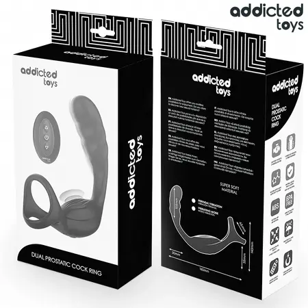 Addicted Toys dvostruki prostatični prsten sa bežičnim daljinskim upravljačem od mekanog crnog silikona