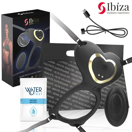 Ibiza Heart Panty Intimate Device with Remote, Adjustable, Pink, 135 mm
