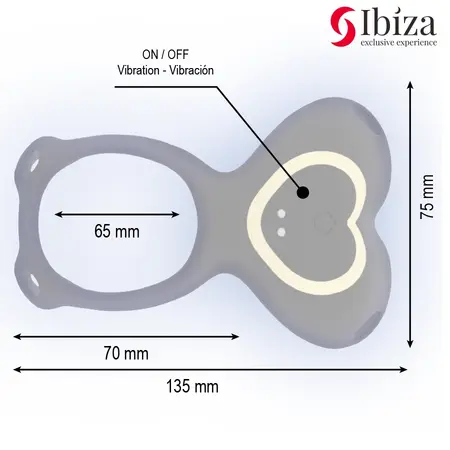 Ibiza Heart Panty Intimate Device with Remote, Adjustable, Pink, 135 mm