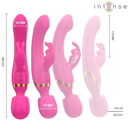 Intense Winona dvostrani vibrator rabbit i wand, silikon, 245mm, roze