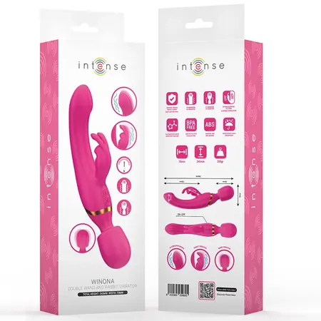 Intense Winona dvostrani vibrator rabbit i wand, silikon, 245mm, roze