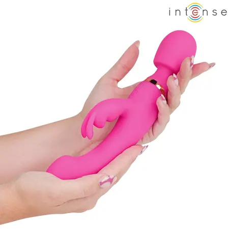 Intense Winona dvostrani vibrator rabbit i wand, silikon, 245mm, roze