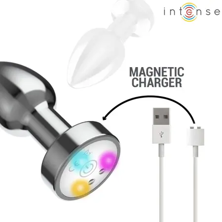 Intense vibrirajući metalni plug M sa LED svetlima i daljinskim upravljačem