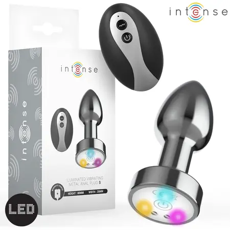 INTENSE Metal Plug S, vibrirajući model sa LED bazom i daljinskim upravljačem, srebrni