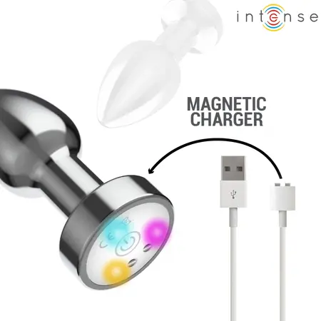 INTENSE Metal Plug S, vibrirajući model sa LED bazom i daljinskim upravljačem, srebrni