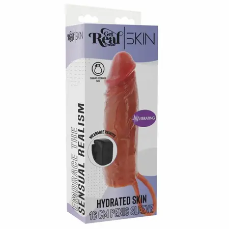 TOYJOY Get Real Hydrated Skin silikonski intimni rukav karamela 16cm sa vibracijom