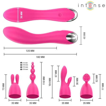Intense Cher set vibratora sa zamenjivim glavama sa 4 različita nastavka i 20 modova vibracije
