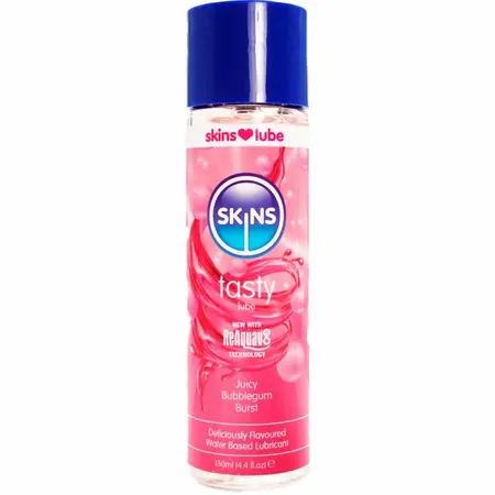 Skins Tasty Bubblegum lubrikant na bazi vode 130ml sa dugotrajnom veganskom formulom